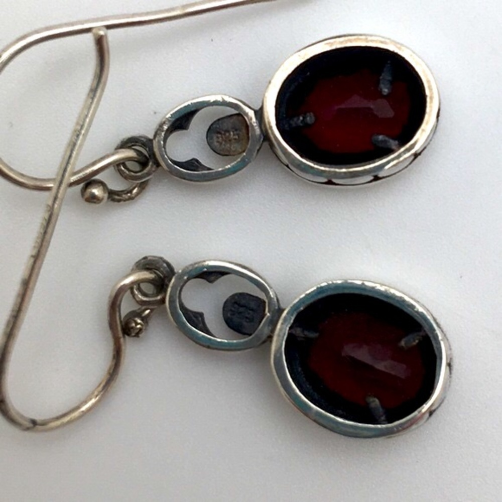 Dark Cherry and 925 Stamped Silver Vintage Lucas Lameth Necklace and Earrings - Picture 15 of 16